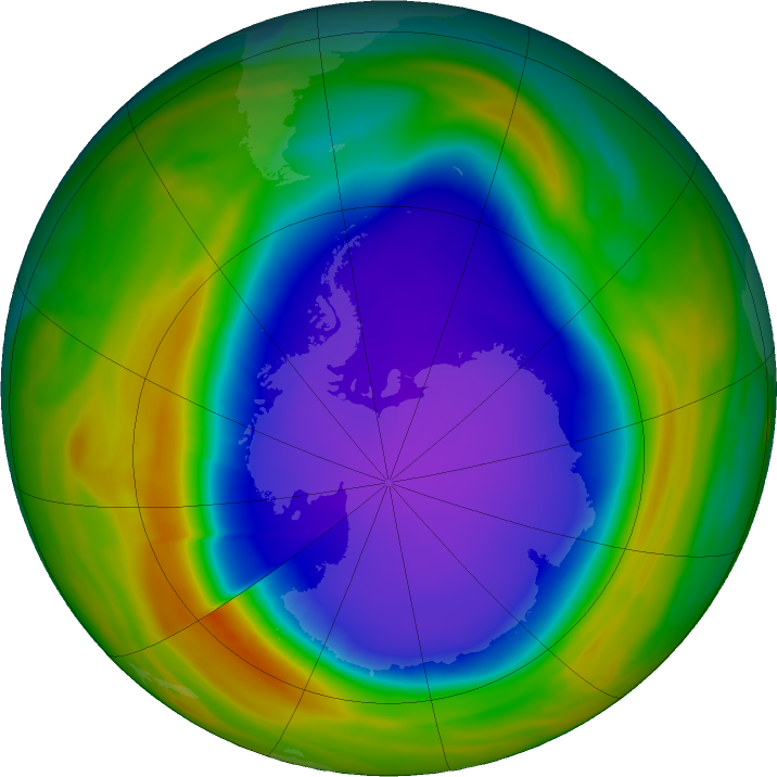 Antarctic ozone map for 11 October 2018